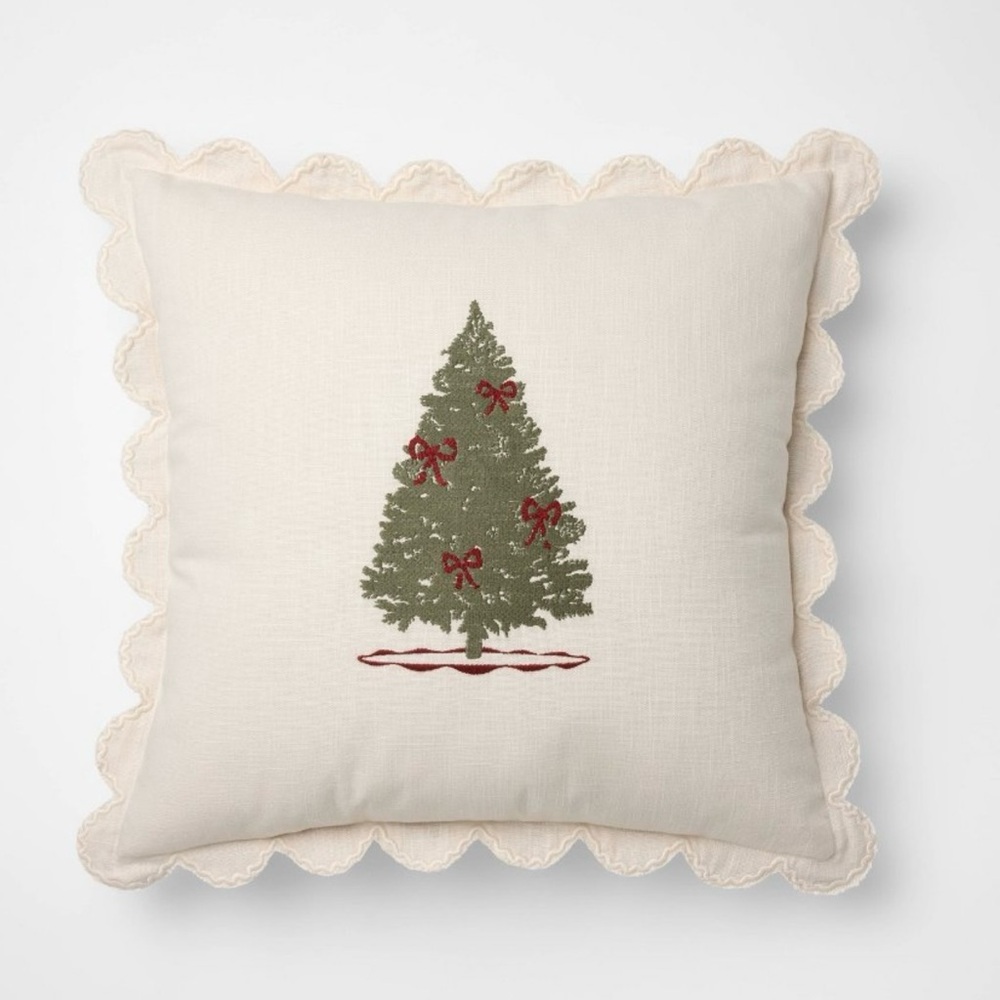 Studio McGee Holiday Tree Throw Pillow with Scalloped Edges